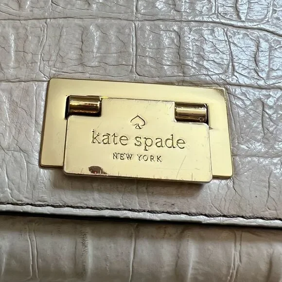 Kate Spade Orchard Valley Fiona Neutral Crocodile Embossed Crossbody Bag Chain